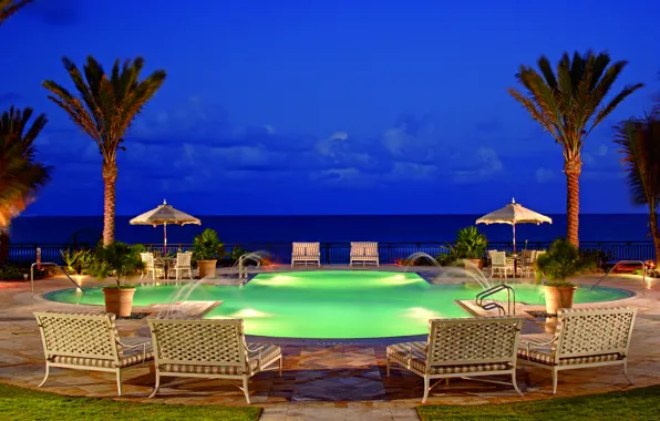 Ocean, view, Florida, resort, courtyard pool