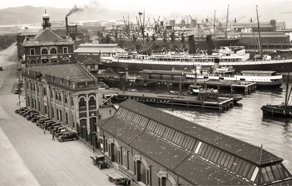 The city, retro, port, harbour, old, piers, ships, port