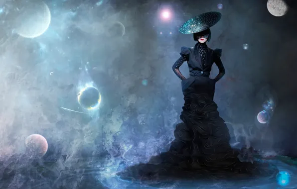 Picture space, style, vision, abstraction, Magic, the girl in the black