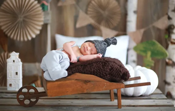 Sleep, boy, sleeping, truck, cap, baby, suit