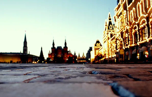 Lights, the evening, Moscow, walk, Red Square, Alexandrbelov, GUM