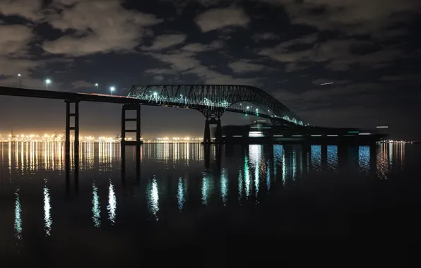 USA, Baltimore, Maryland, Bridge Francis Scott Key, river Patapsco