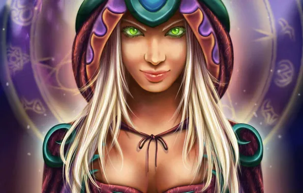 Eyes, girl, art, World of Warcraft, wow, blood elf, turban
