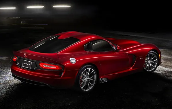 Picture red, Dodge, Dodge, supercar, twilight, Viper, rear view, GTS