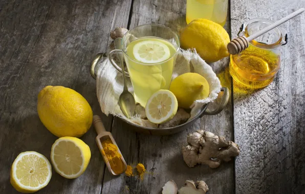 Picture lemon, tea, honey
