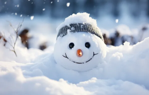 Winter, snow, nature, head, Christmas, the snow, New year, snowman