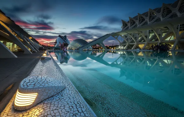 Picture the sky, clouds, the evening, Spain, Valencia, The city of arts and Sciences