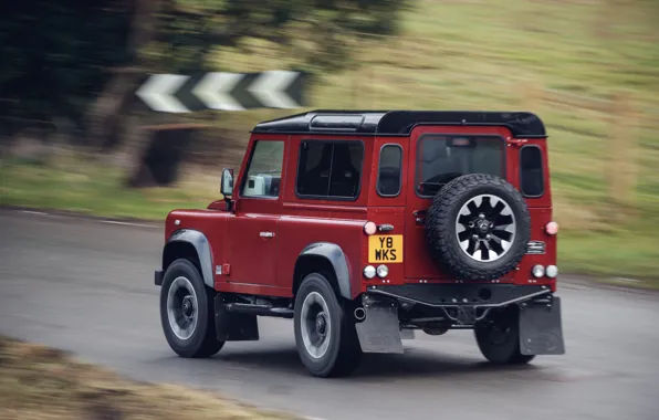 Picture road, red, movement, SUV, Land Rover, 2018, Defender, V8