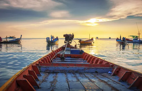 Shore, boat, the evening, harbour