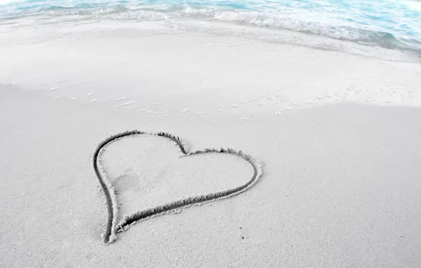 Sand, beach, mood, Wallpaper, shore, heart