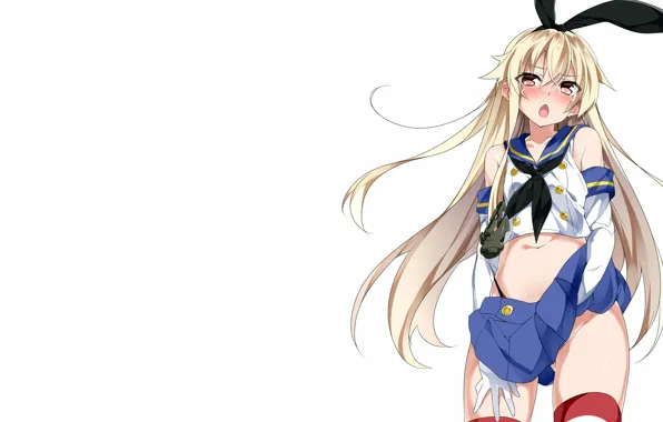 Wallpaper kantai collection, KanColle, long hair, sexy uniform, pretty, beautiful, erotic, mini skirt