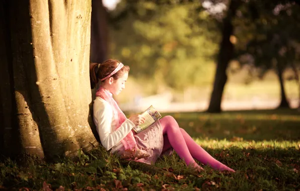 Picture trees, nature, Park, girl, book, privacy
