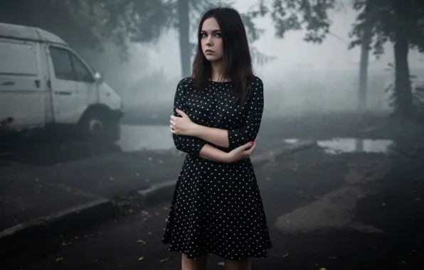 Picture look, fog, Girl, dress, Andrey Frolov, GAZelle