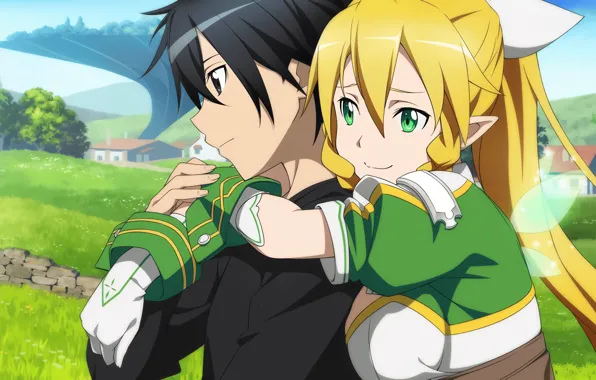 Look, anime, art, girl, guy, Sword art online, Sword Art Online, Kirito