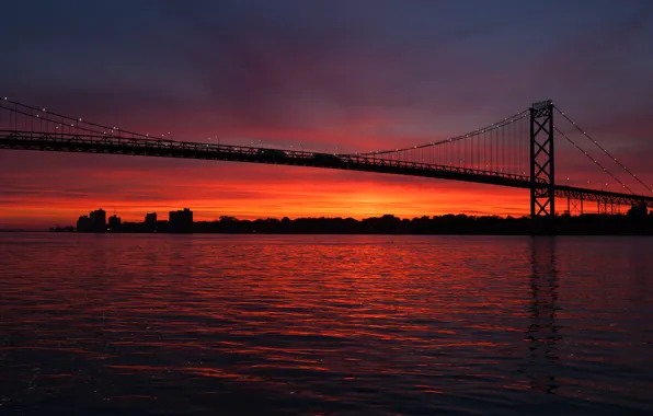 Sunset, bridge, the evening