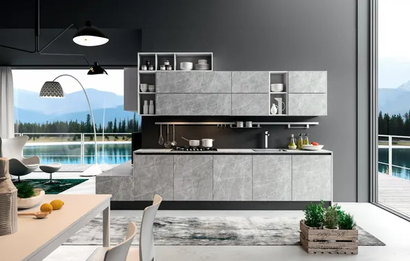 Style, interior, Italy, kitchen, living room, dining room, dining area, Italian design