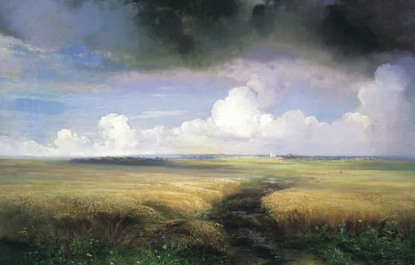 Landscape, oil, picture, canvas, Rye, Alexey Savrasov