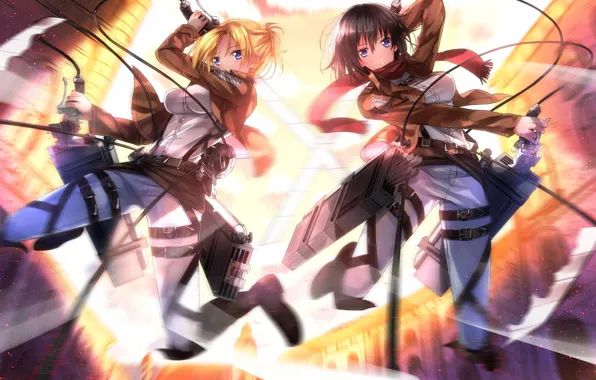 Weapons, movement, girls, jump, wire, art, swordsouls, shingeki no kyojin