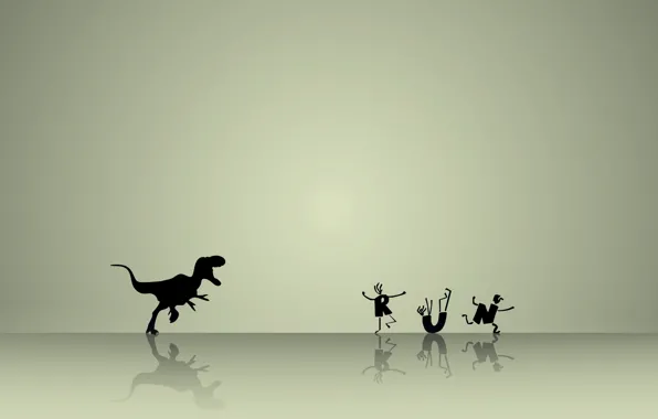 Men, running, Dinosaur