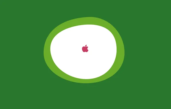 White, green, background, icon, apple, Apple, round, minimalism