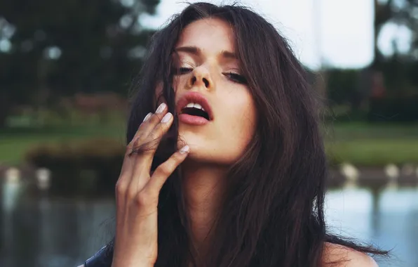 Look, girl, hair, Brunette, beautiful.