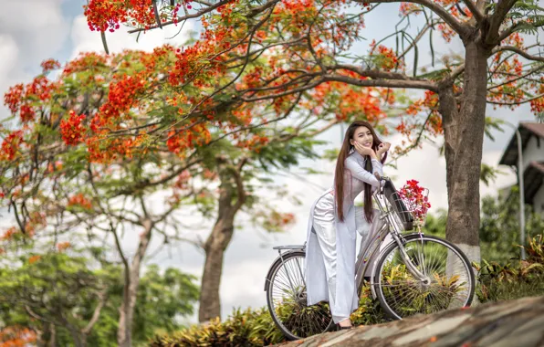 Summer, girl, bike