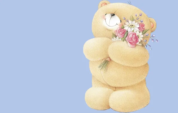 Picture flowers, mood, bouquet, art, bear, children's, Forever Friends Deckchair bear