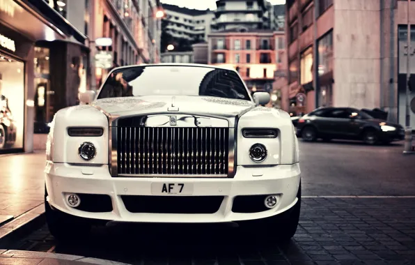Car, auto, white, the city, coupe, Phantom, Rolls Royce, rolls Royce