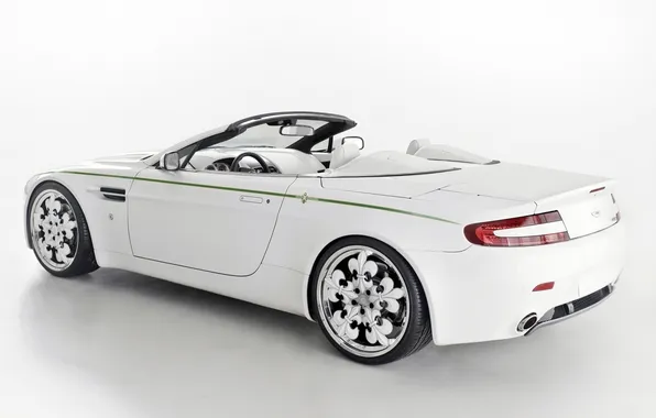 White, background, Aston Martin, tuning, Vantage, Aston Martin, Roadster, drives