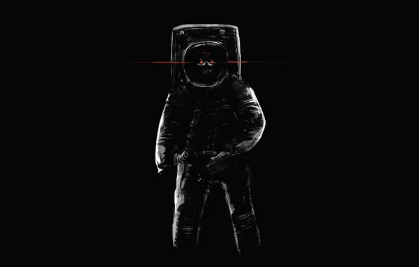 Minimalism, Skull, Astronaut, Eyes, Background, Astronaut, Art, Space