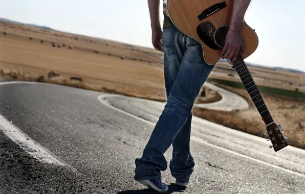 Road, music, people, guitar