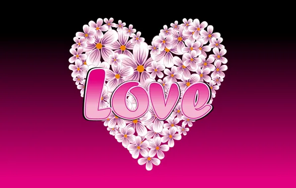 Love, the inscription, heart, love, flowers, LOVE