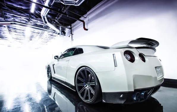 Picture GTR, Nissan, Car, White, Sport, Wheels, Rear, Jotech