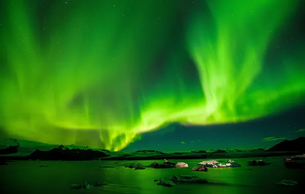 The sky, night, Northern lights, Aurora