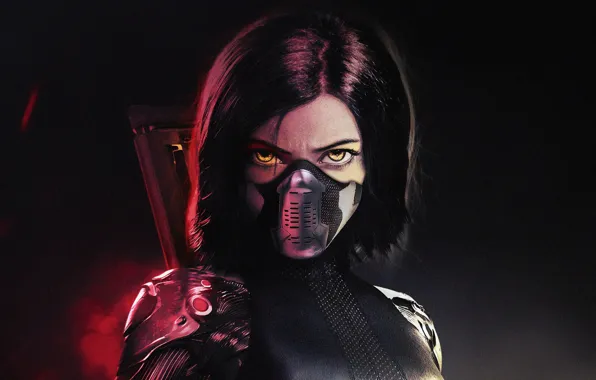 Picture look, girl, mask, ALITA BATTLE ANGEL, Alita Battle Angel (2019)