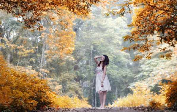 Autumn, girl, nature
