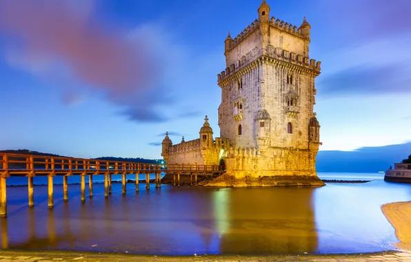 Picture sea, landscape, Portugal, architecture, Lisbon, belém tower