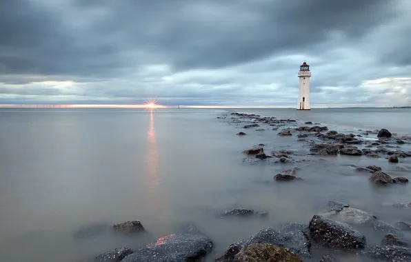 Sea, landscape, lighthouse