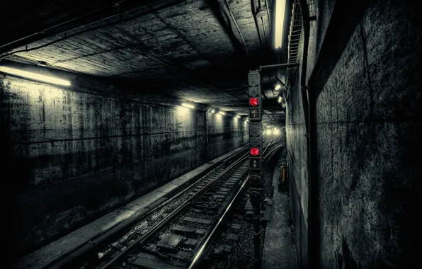 Light, the city, metro, train, the tunnel, subway