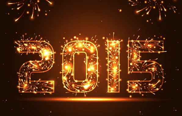 Picture salute, New Year, gold, New Year, fireworks, Happy, sparkle, 2015