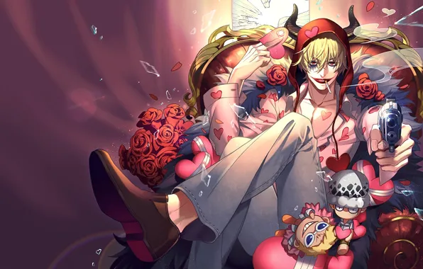 Picture smile, background, anime, art, guy, One Piece