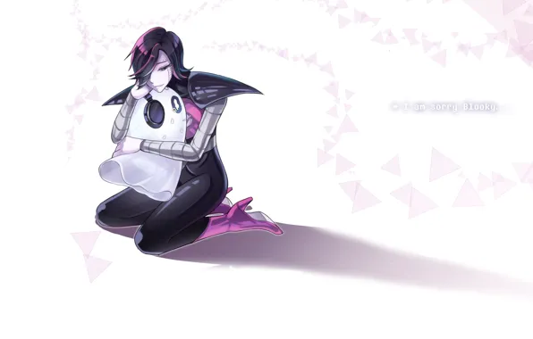 Girl, background, triangles, characters, Undertale, Undertail