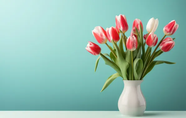 Flowers, holiday, bouquet, tulips, vase, universal holiday background