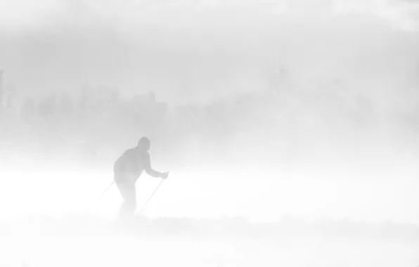 Winter, fog, people