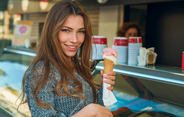 Picture look, girl, smile, ice cream, Lyuda