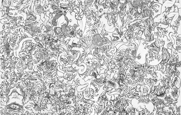 Picture paper, pattern, China, black and white, dragons