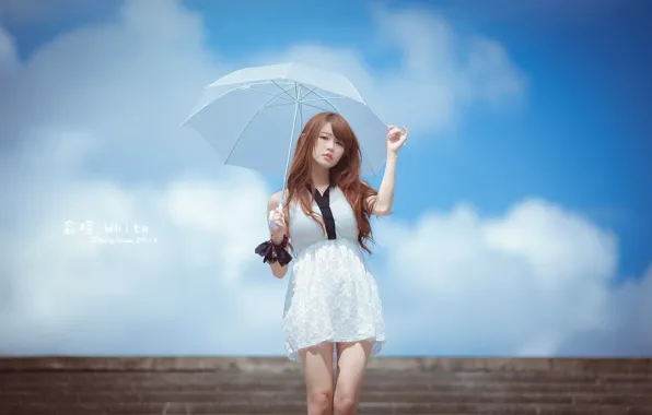 Picture girl, style, umbrella, Asian