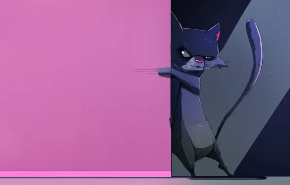 Minimalism, Figure, Wall, Cat, Art, Wall, Cat, Minimalism