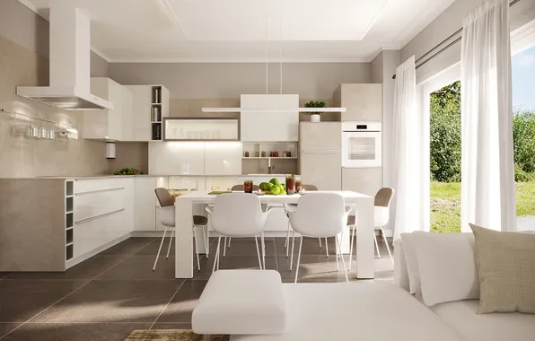Style, Villa, interior, Italy, kitchen, dining room, dining area, Italian design
