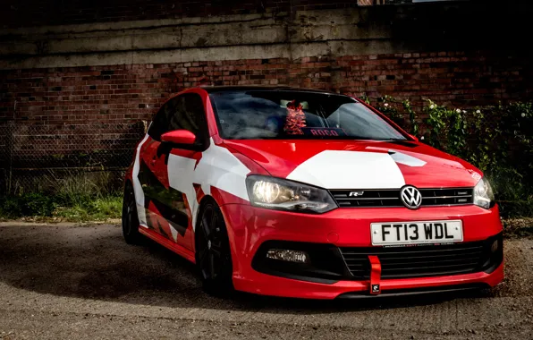 Picture Volkswagen, Red, design, Custom, Polo, Camo